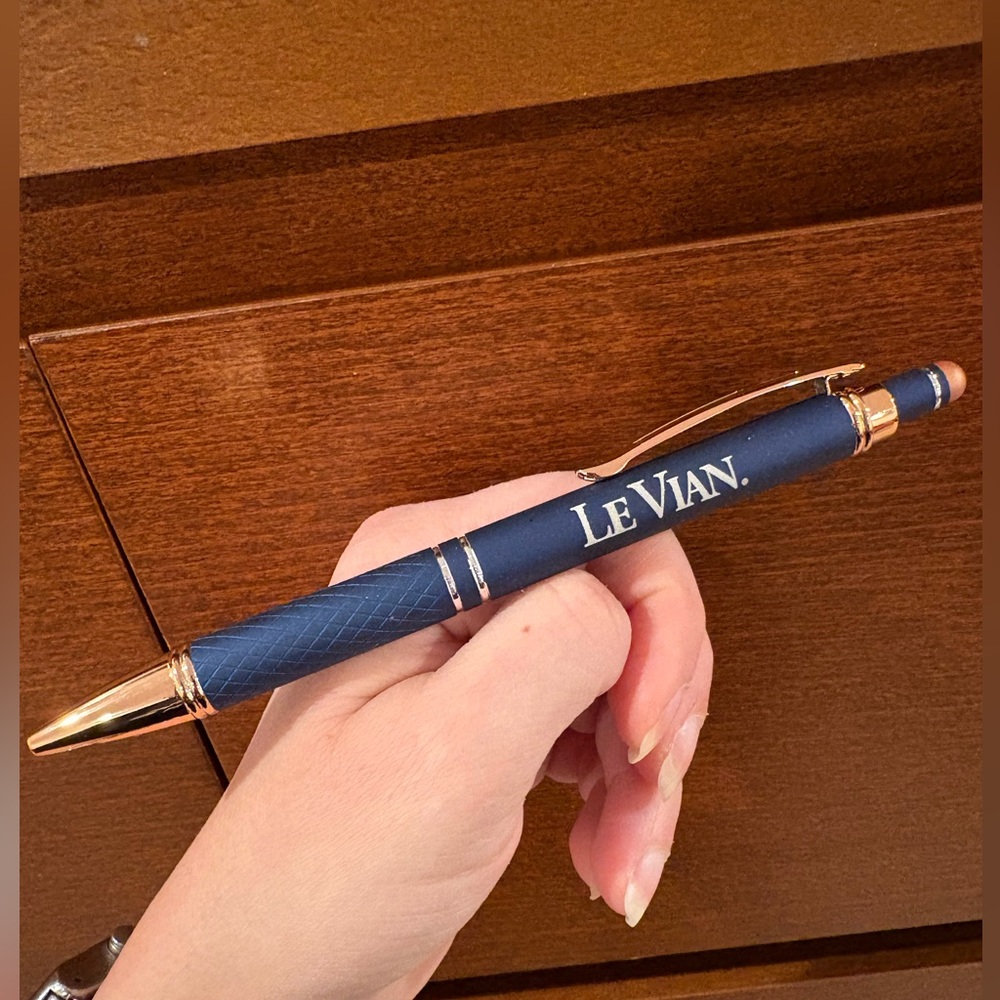 Authentic LeVian Navy Blue Engraved Alph Soft Touch Pen w/ Stylus (Ink: Blue)